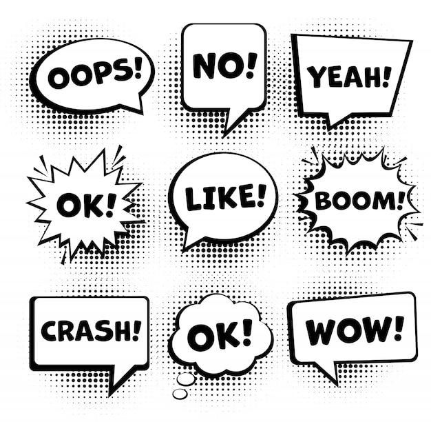 Retro comic speech bubbles set. empty comic speech bubbles set 9 in 1. vector