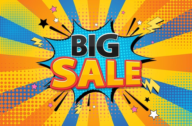 Retro comic style big sale with lightning sign