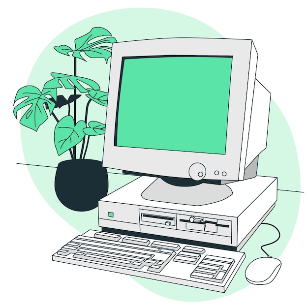 Иллюстрация концепции ретро-компьютера