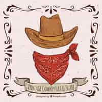 Free vector retro cowboy hat and scarf