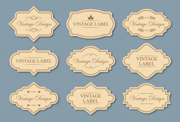 retro craft labels set