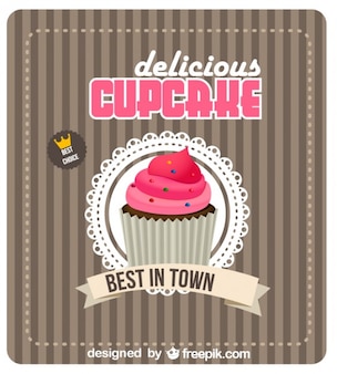 Retro cupcake poster design best choice