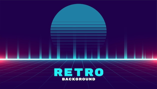 Retro cyber futuristic neon style game background