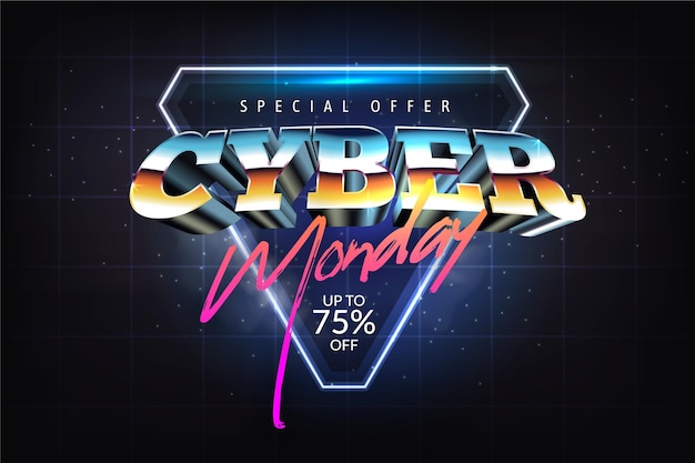 Free vector retro cyber monday in diamond shape