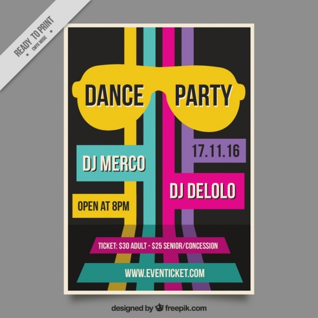 Vettore gratuito retro dance party volantino