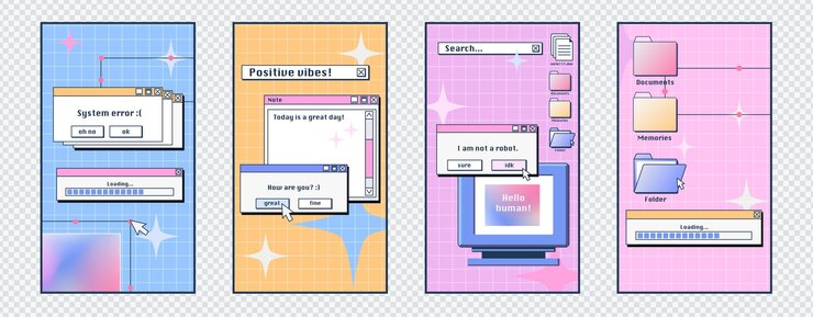 Free Vector retro desktop computer interface posters