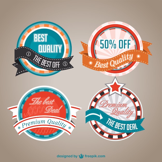 Free vector retro discount labels set