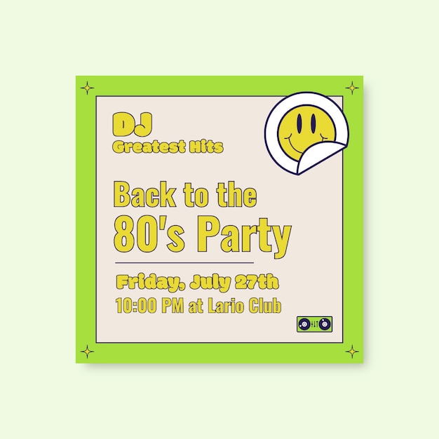 Free vector retro dj greatest hits facebook post