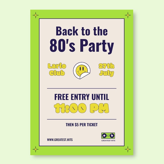 Free vector retro dj party poster template