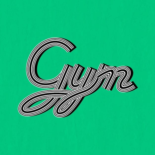 Free vector retro doodle vector gym word concentric font typography