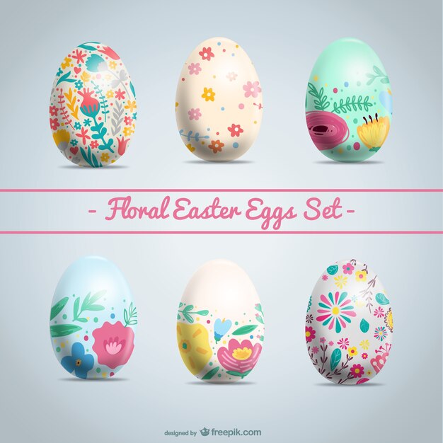 Retro Easter eggs floral decoration 