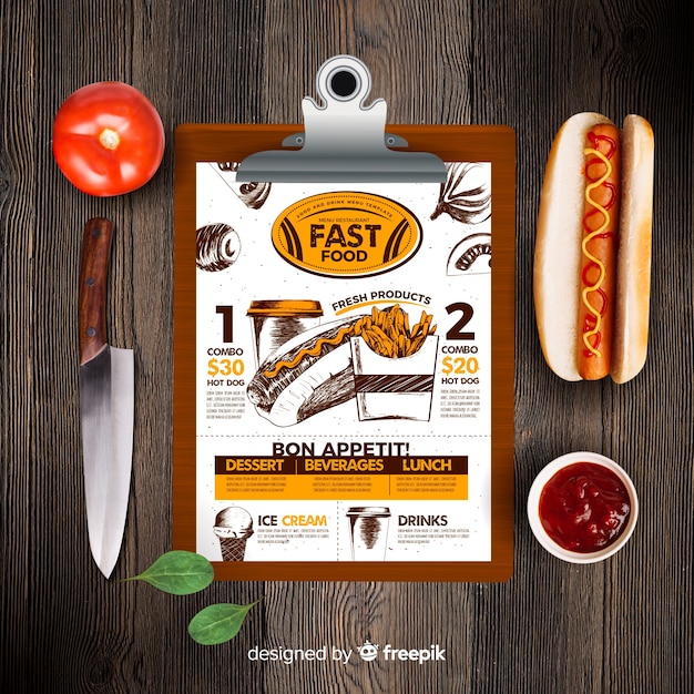 Retro fast food menu template