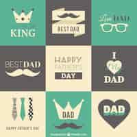 Free vector retro fathers day badges
