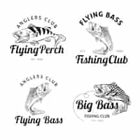 Free vector retro fishing badge collection