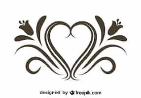 Free vector retro floral heart ornamental graphic element
