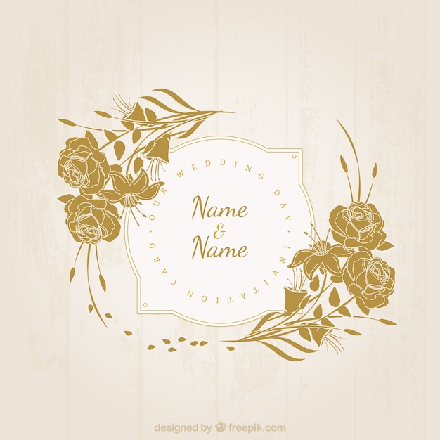 Free vector retro floral wedding invitation