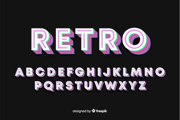 Retro font template flat design