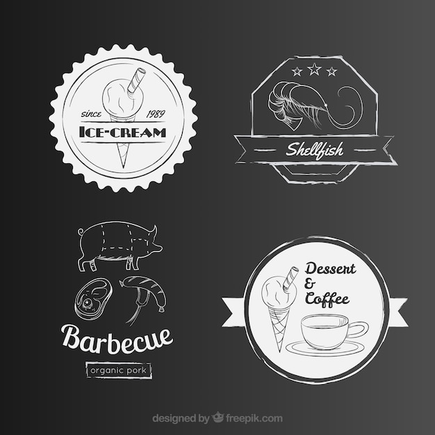 Retro food badges