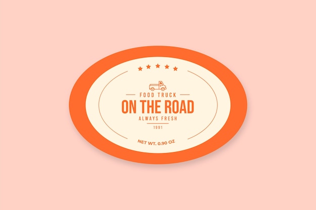 Free vector retro food truck packaging oval sticker