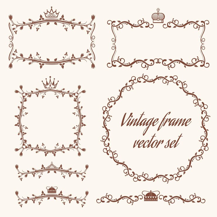 無料Vector レトロなフレームとヘッダーセット