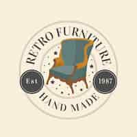 Free vector retro furniture logo template theme