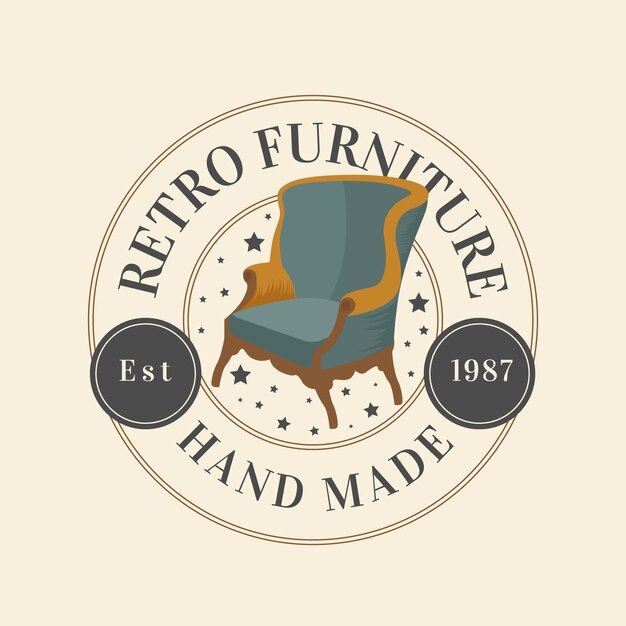 Ретро мебель логотип шаблон темы