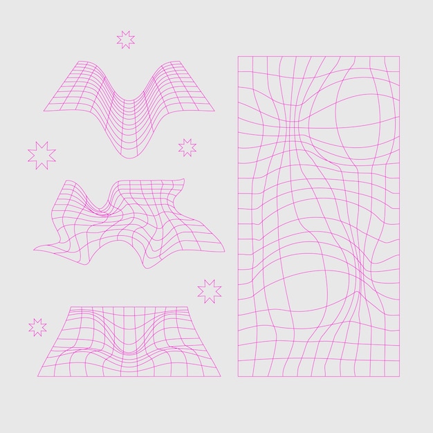 Free vector retro futuristic 3d mesh element