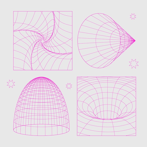 레트로 퓨처리스틱 3d 메쉬 요소