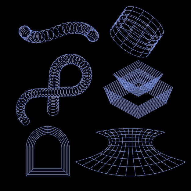 Free vector retro futuristic 3d mesh element