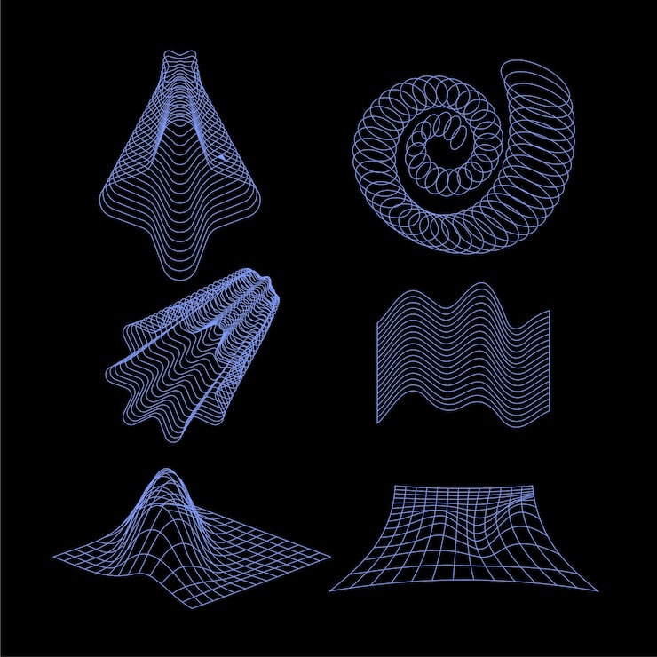 Free Vector retro futuristic 3d mesh element