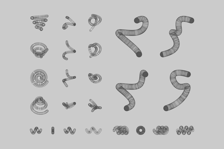 Free Vector retro futuristic 3d mesh element
