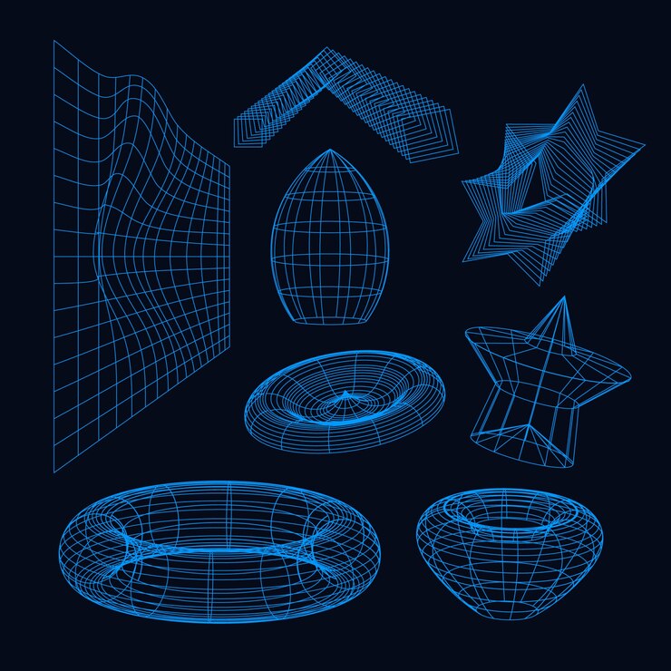 Free Vector retro futuristic 3d mesh element
