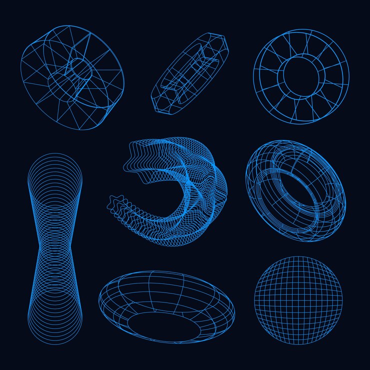 मुफ़्त वेक्टर retro futuristic 3d mesh element