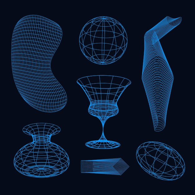 레트로 퓨처리스틱 3d 메쉬 요소