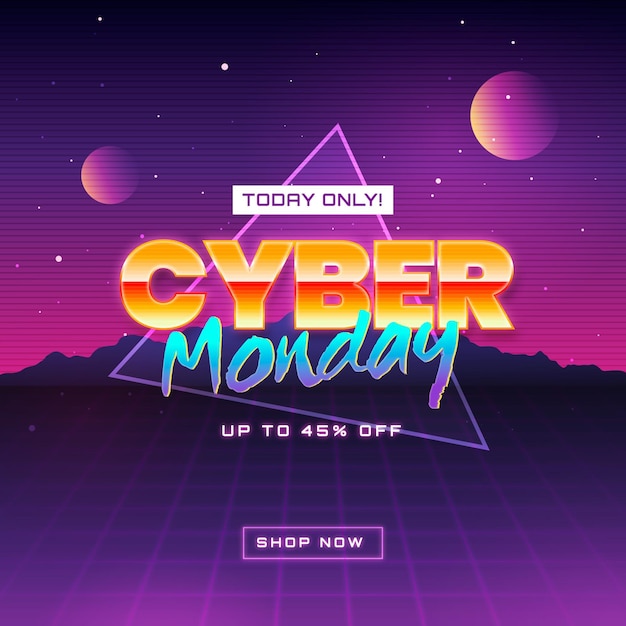 Retro futuristic background cyber monday