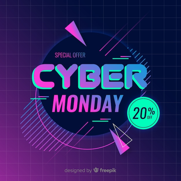 Retro futuristic cyber monday background