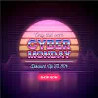 Free vector retro futuristic cyber monday concept