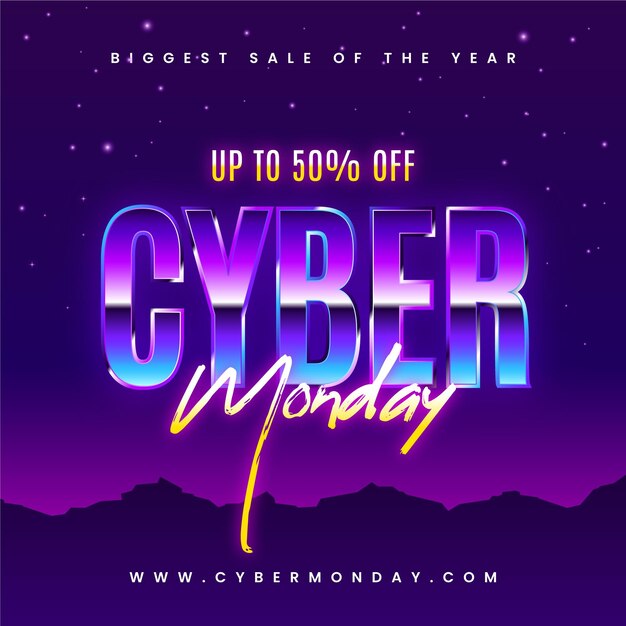 Retro futuristic cyber monday concept