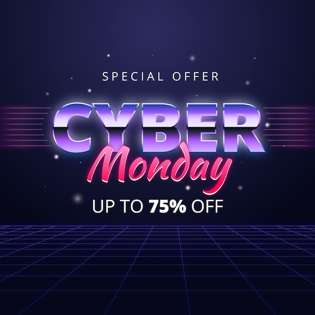 Retro futuristic cyber monday special offer