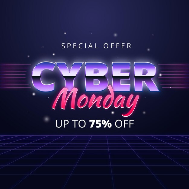 Retro futuristic cyber monday special offer