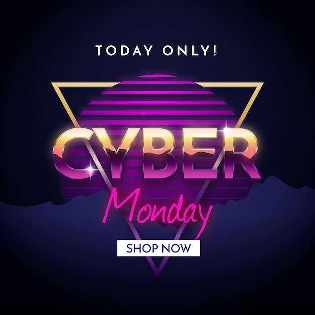 Vettore gratuito solo oggi cyber monday futuristico retrò