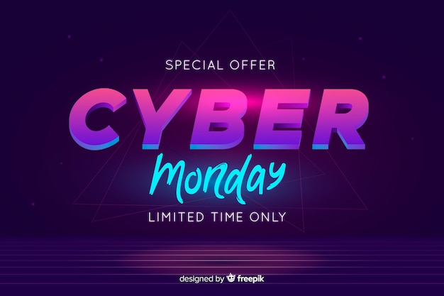 Free vector retro futuristic cyber monday