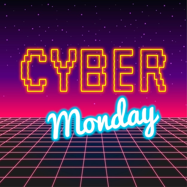 Retro futuristic cyber monday