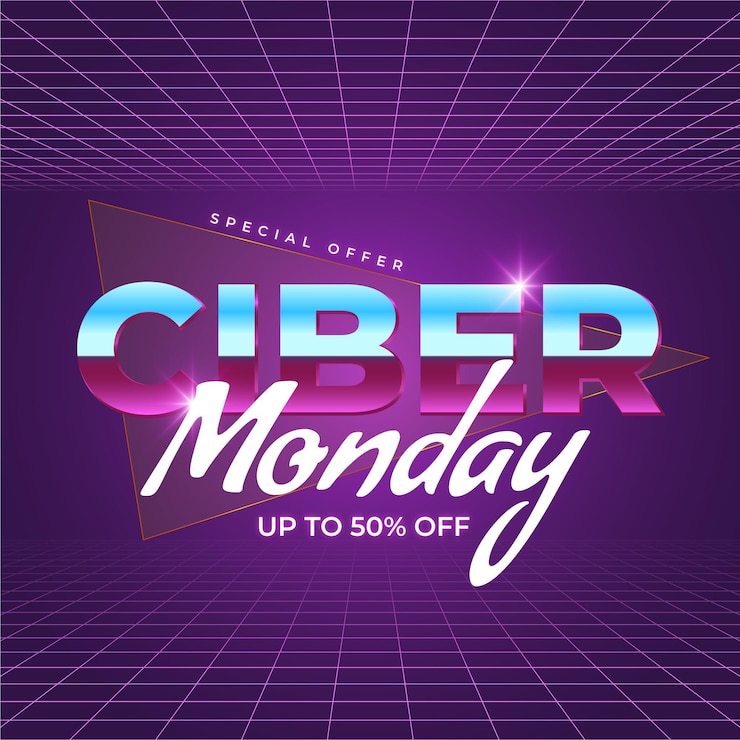 Free Vector retro futuristic cyber monday