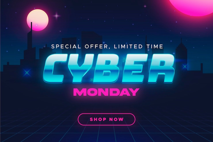 Free Vector retro futuristic cyber monday