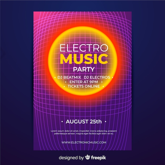 Retro futuristic music poster template