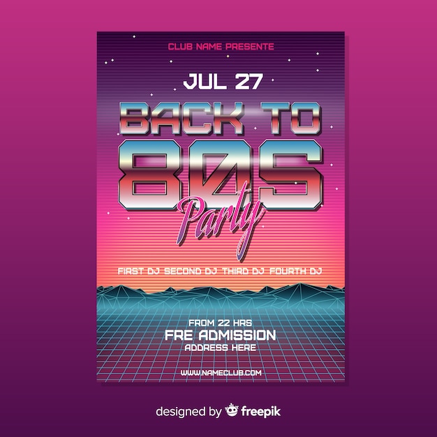 Free vector retro futuristic music poster template