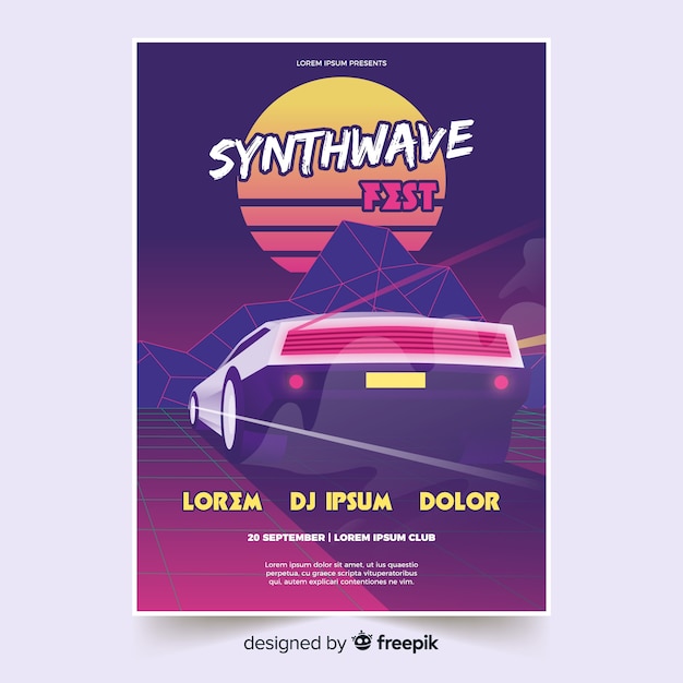 Free vector retro futuristic music poster template