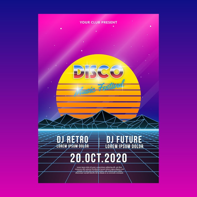 Retro futuristic music poster template