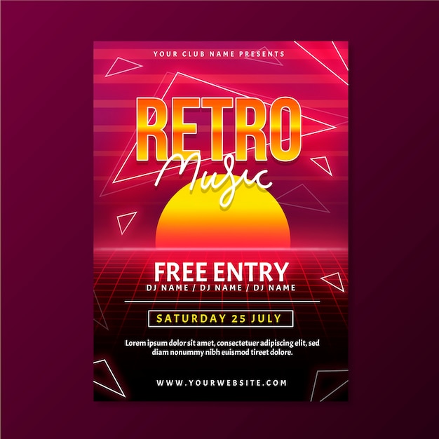 Retro futuristic music poster template